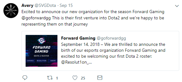 撸神新东家确认，新兴俱乐部Forward Gaming