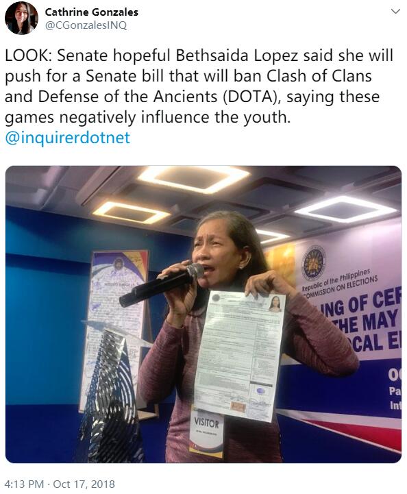 菲律宾参议员希望禁止Dota，以教育游戏取而代之