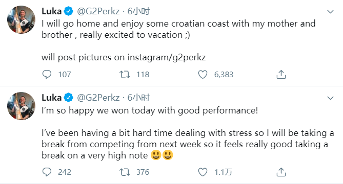 Perkz：最近很难处理压力问题，下周将会暂时告别比赛休息一周