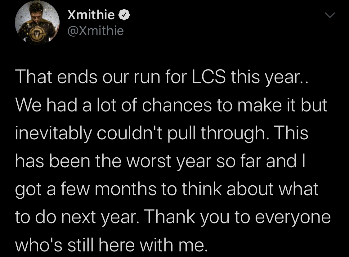 老将Xmithie更推：会好好考虑明年的计划、感恩陪伴