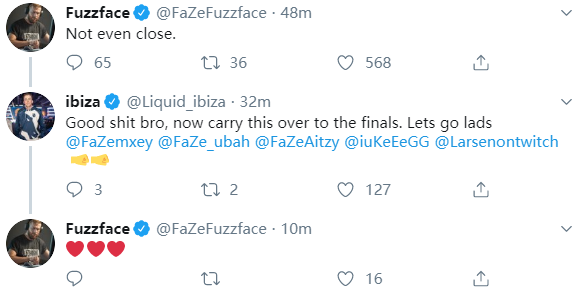 完成逆天翻盘后的FaZe众将期待总决赛的到来