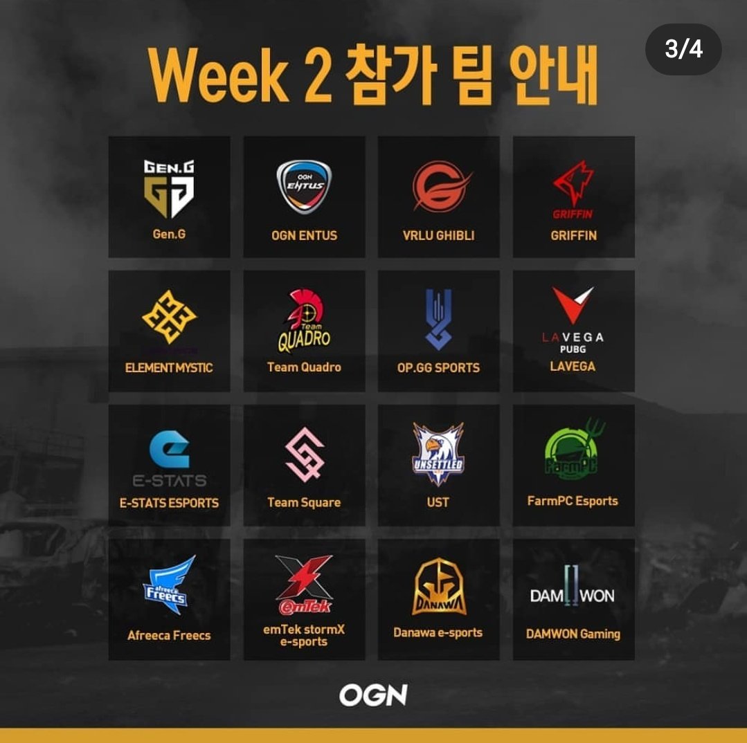 OGN周赛第二周参赛名单公布：PGC韩国六队继续出战
